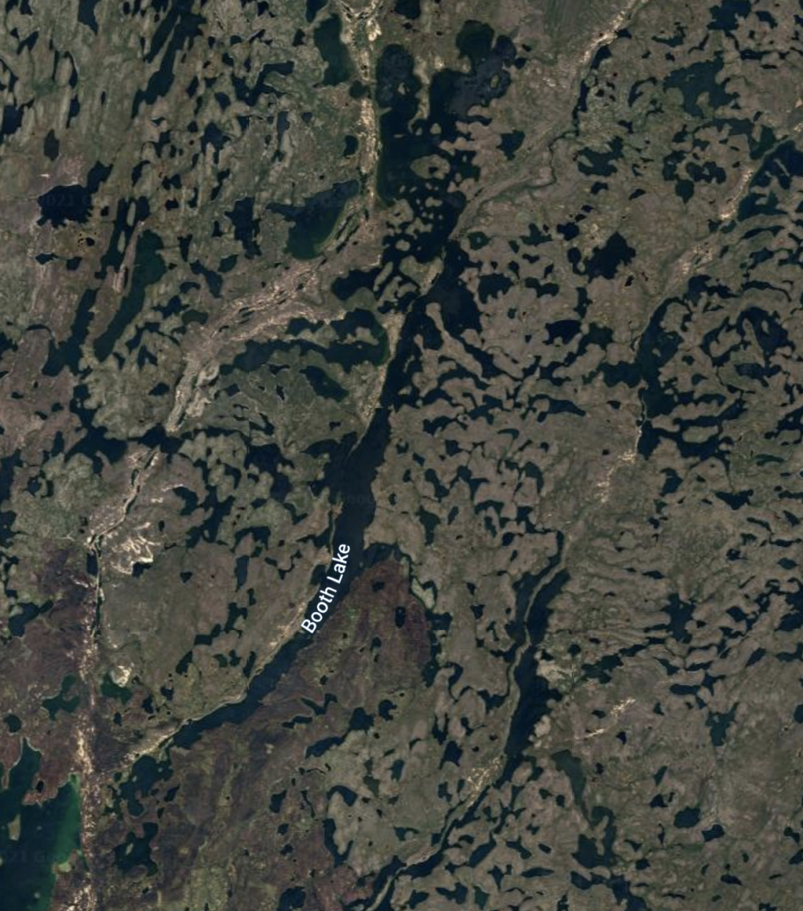 screenshot of a map of Booth Lake